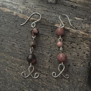 Genuine Rhodonite Dangle Earrings